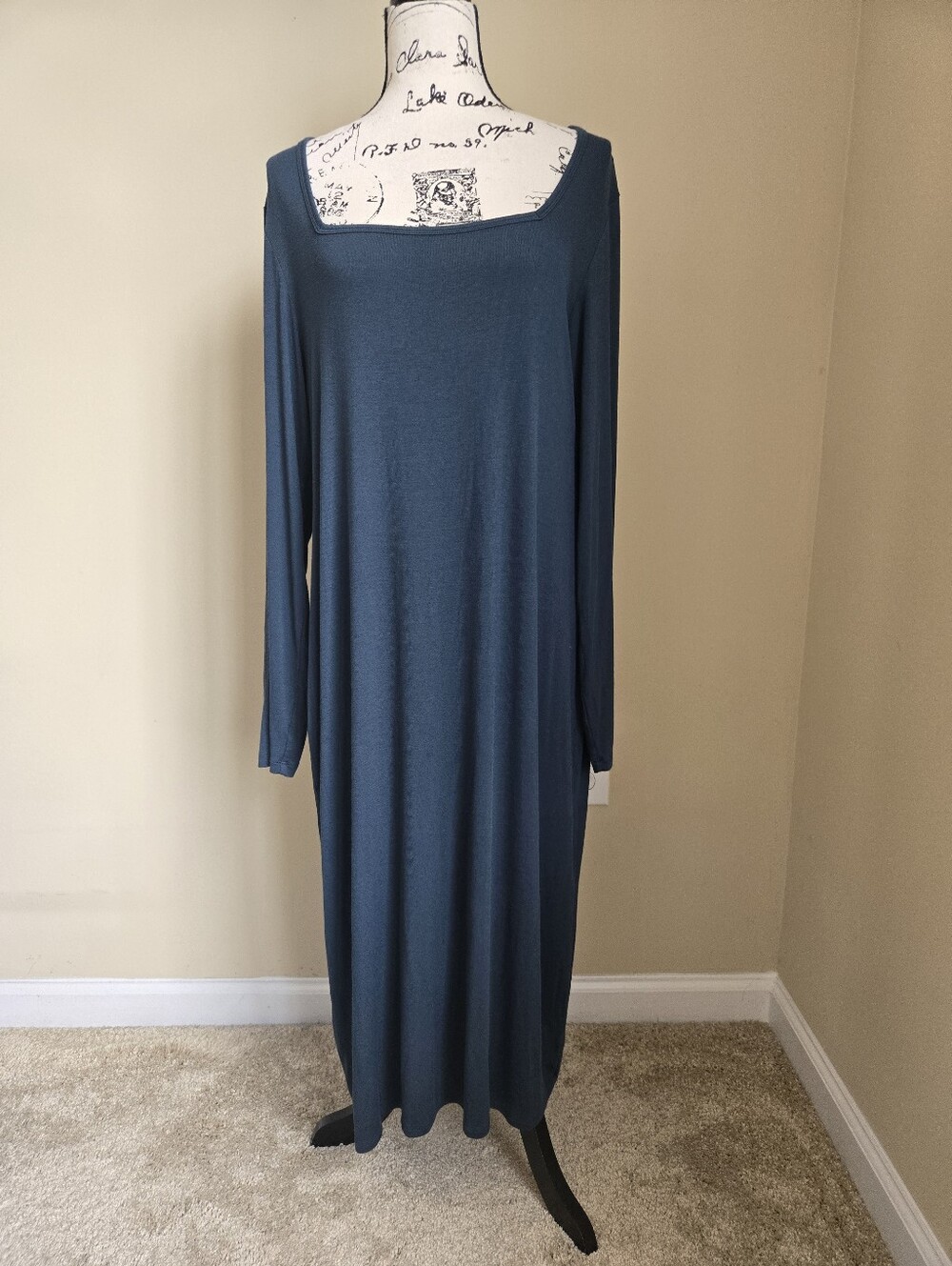 Universal Standard Dress Womens M/ 2X Ribknit Stretch Teal Long Sleeve